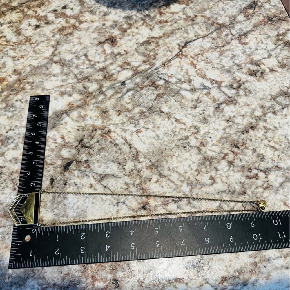 J. Crew - Long Gold/Brass Arrow Necklace, with black enamel and clear crystals - Picture 4 of 4